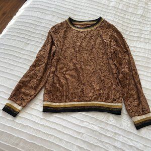 Brown lace long-sleeved top